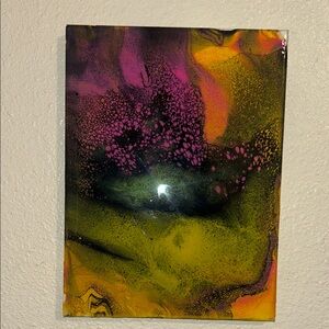 Vibrant Abstract Canvas Art in Pink, Yellow, and Black